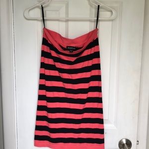 Bebe black and coral striped top